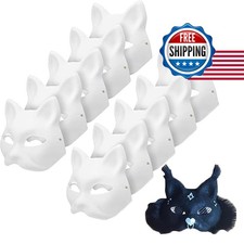 Apettoey 10PCS White Therian Cat Masks for Halloween Cosplay Parties