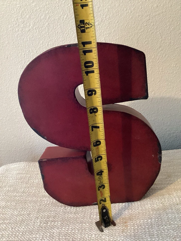 Rustic Red Country Farmhouse Metal  “S” 12 Inch Hanging Decor - Image 2 of 4