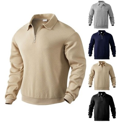 Herren Sweatshirt Pullover Half Zip Pullover Freizeit Stehkragen Langarm Tops