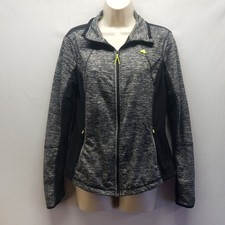 Tangerine Full Zip Black Athletic Jacket Zip Pockets Thumb Holes Size M