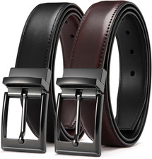 Reversible Belt Men 1 Piece - 1.25" Leather Dress Belt - Trim to Fit for Elegant
