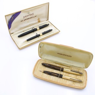 Vintage Sheaffers Snorkel Triumph 14k Nib Fountain Pen Set Lot of 2 #X1008 2