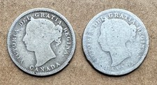 2 PC LOT CANADA 10 CENTS .925 SILVER VICTORIA KM#3 1899 SMALL 9 s 10C & 1901 10C