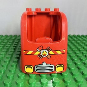 Lego Duplo Fire Truck Body 4 x 4 Red Flatbed  - Fire Logo Pattern - 10593
