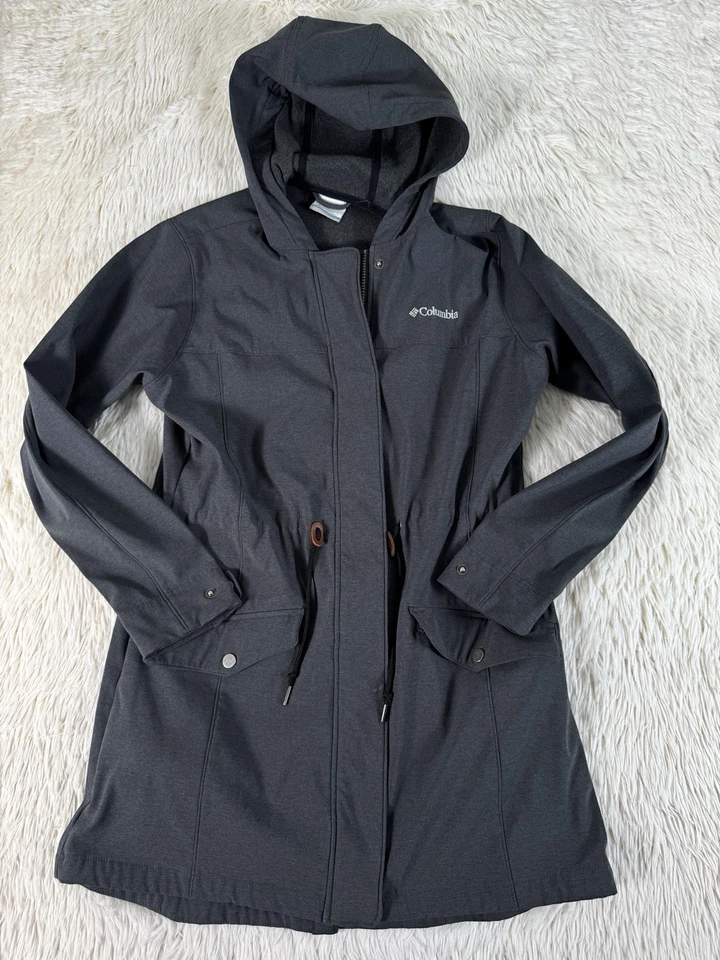 Columbia 灰色单通风长袖流苏雨衣女式 L 码 — 第 3/4 张图片