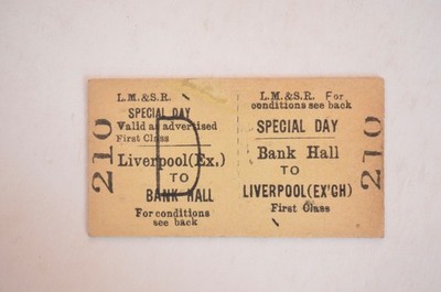 Bahnticket LMS Liverpool (Ex.) zur Bankhalle 1.