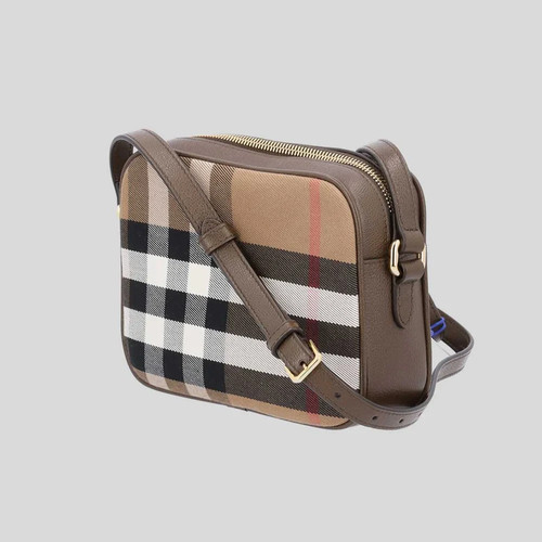Authentic NEW BURBERRY Ebony Brown Small House Check CAMERA Crossbody Bag