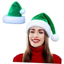 Santa Hat for Adults,Christmas Hat, Xmas Holiday Hats Comfort Velvet for Green