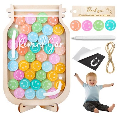 Smiley Face 11'' Reward Jar Magnetic DIY Name 75 Tokens for Classroom Kids Potty