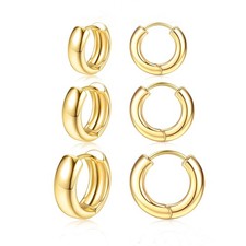 Small Chunky 14K Gold Plated Hoop Earrings for Women - Small,