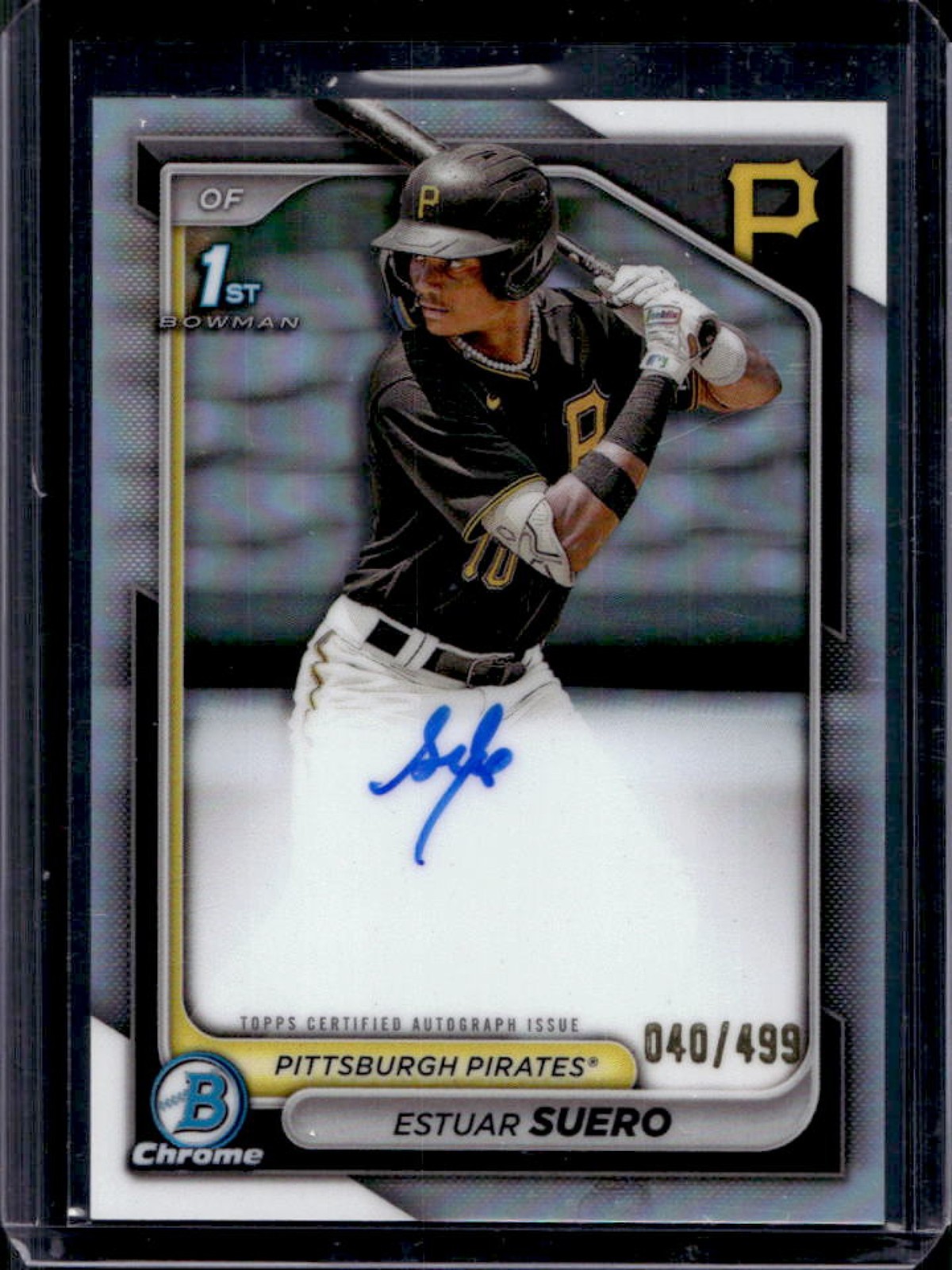 2024 Bowman Estuar Suero Chrome Auto Refractor 1st #40/499 Pirates