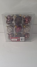 HOLIDAY TIME 18 SHATTERPROOF ORNAMENTS BURGUNDY/SILVER NEW IN BOX