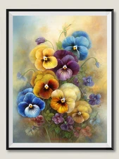 Colorful Pansies - DIY Chart Counted Cross Stitch Patterns Needlework DMC Color