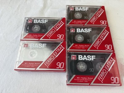 BASF Ferro Extra I Normal Bias 90 min Blank Audio Cassette Tapes Pack Of 5 New