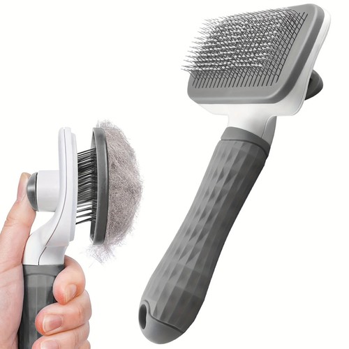 Pet Grooming Brush Self Cleaning Slicker Comb for Dogs Cats - Stainless Steel