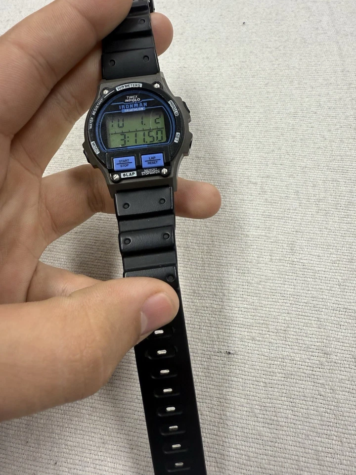 1992 Vintage Timex 'Bill Clinton' BLUE Ironman Triathlon Digital Watch - Image 3 of 4