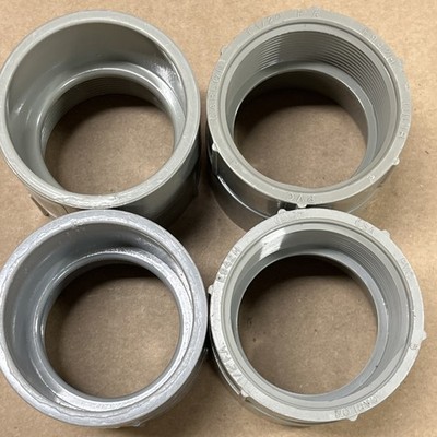 QTY 4) CARLON 1.5'' PVC Female Adapter Gray Threaded 40/80 Schedule E942H