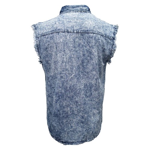 Milwaukee Leather MDM11684 Men’s Classic Light Blue Button-Down Cut Off Frayed - Imagen 6 de 6