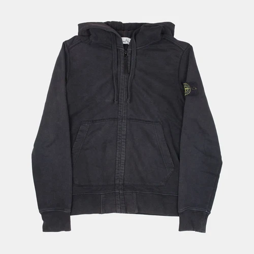 Felpa con cappuccio e zip intera Stone Island taglia S uomo nero cotone