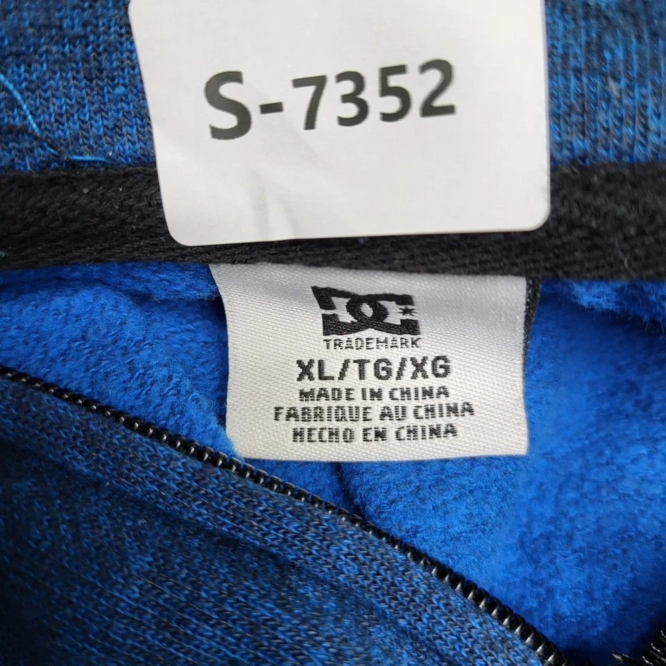 DC Men Hoodie XL Blue Logo Embroidery ADYFT03033 Zipper Long Sleeve - Image 2 of 4