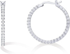 14K Gold Plated 925 Sterling Silver Post Cubic Zirconia Hoop Earrings for Women