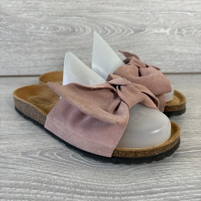Joules Sandals Womens Pink UK Size 5 Suede Bayside Bow Sliders Shoes