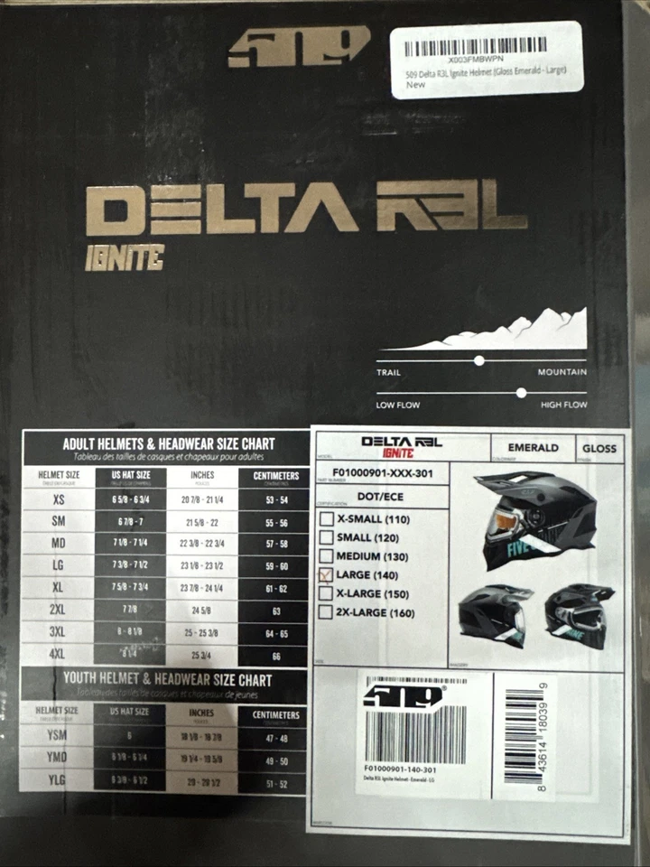 509 Nuevo Casco de encendido Delta R3L OEM - ESMERALDA - GRANDE - F01000901-140-301 Foto 4 de 4