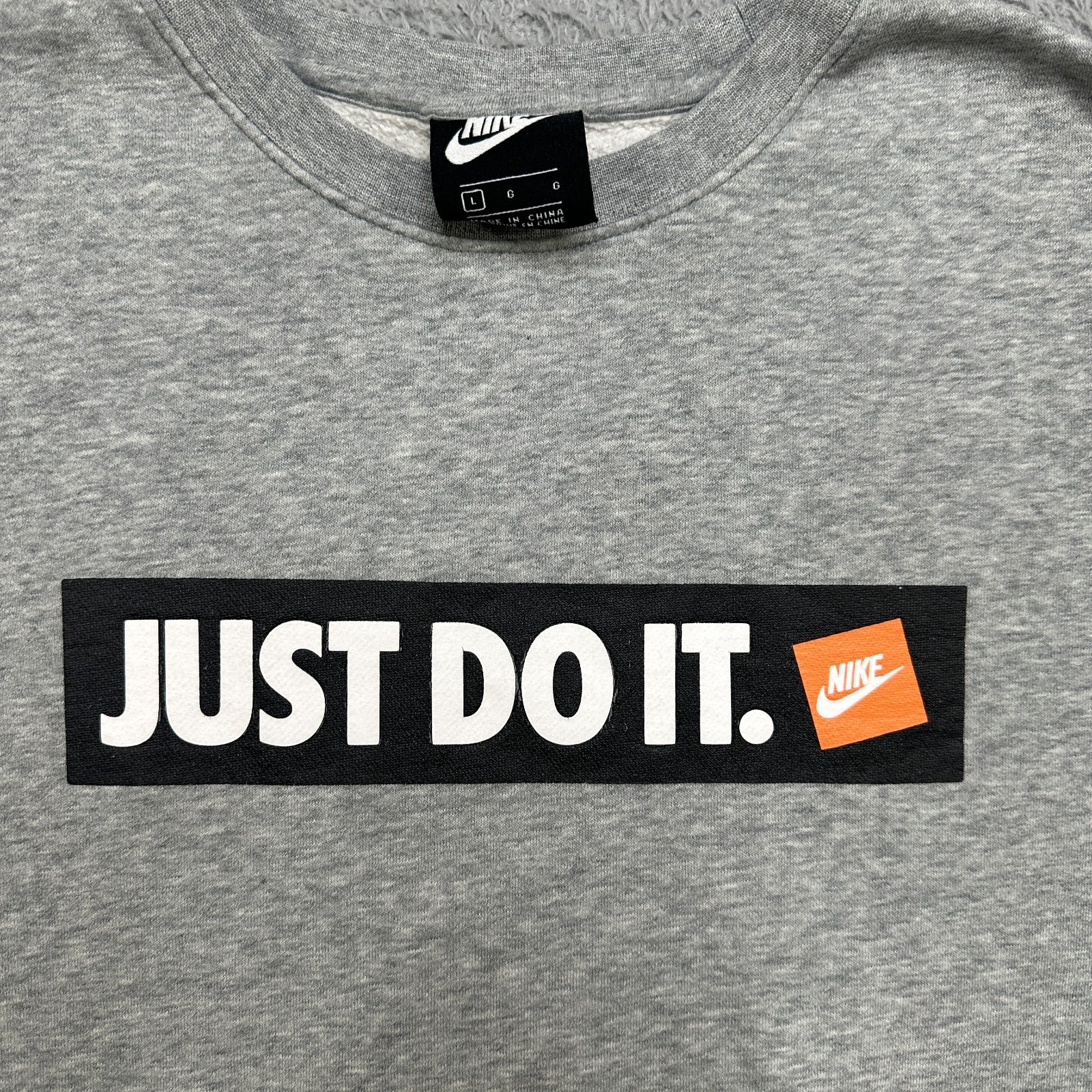 Nike Sweatshirt Mens L Gray Just Do It Pullover Longsleeve Crewneck image 3
