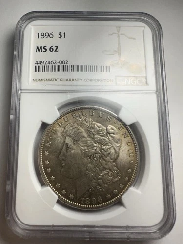 1896 Morgan Silver Dollar NGC MS62 Nice Original Toning