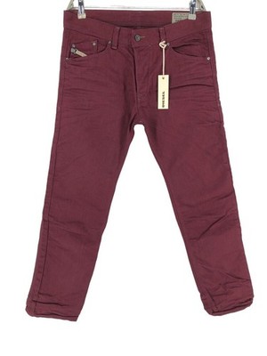 Diesel DARRON Herren 008QU Regulär Slim-Tapered Burgunderrot Jeans Größe W29 L32