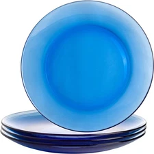 Borosilicate Glass Dinner Plate, Glass Eating Plates, Circular Dinnerware for...