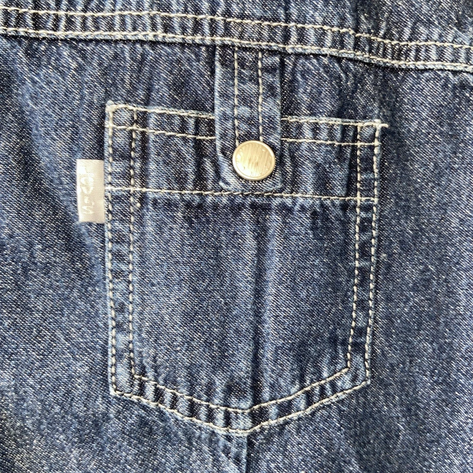 Levi's Strauss Denim Long Sleeve Shirt Youth SZ XL 14 16 Western Dark Blue - Image 2 of 4