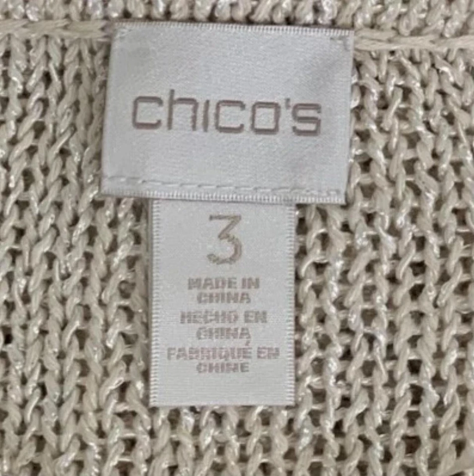 Chicos свитер женщин XL 3 кремовый блестки трикотажа V шеи пуловер с длинным рукавом - Изображение 4 из 4