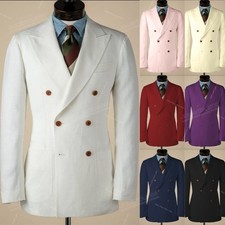 Double Breasted Men's Jacket Stylish Casual Leisure Blazer Formal Business Coat