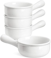 LE TAUCI French Onion Soup Bowls 15 oz Set of 4 | Ceramic w/ Handles | Oven Safe