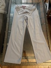 Merona Women's Gray Solid Flat Front Straight Leg Dress Pants Polyester Blend