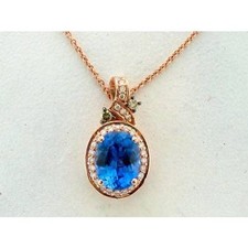Le Vian Pendant Blue Tanzanite Necklace in 14K Rose Gold 2 1/4 cts