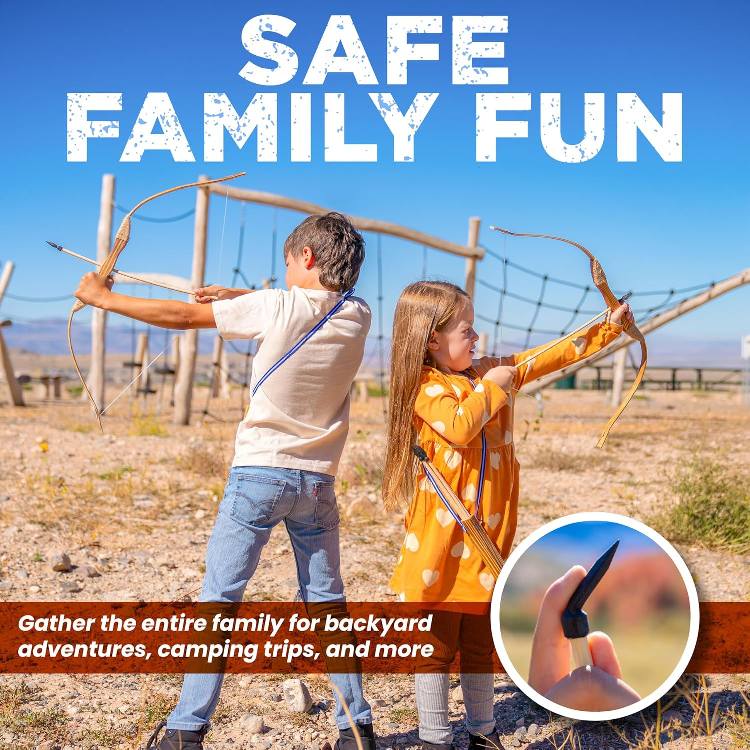 - 2-Pack Handmade Wooden Bow and Arrow Set - 20 Wood Arrows and 2 Quivers - for