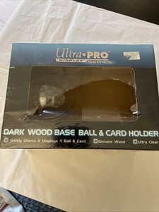 ULTRA PRO Display Series WOOD BASE BALL & CARD HOLDER Desktop Baseball  Case NEW