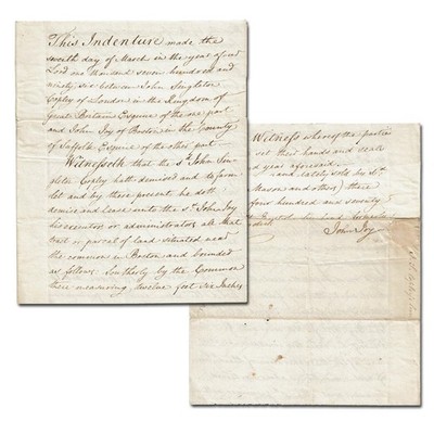 1796 Document John Joy + John Singleton Copley - Leasing Land Boston Common +COA