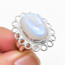 Rainbow Moonstone Gemstone 925 Sterling Silver Jewelry All Size Ring For Gift