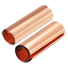 2pack Copper Sheet Roll Metal Foil Plate 39.4" x 3.9" x 0.0004"