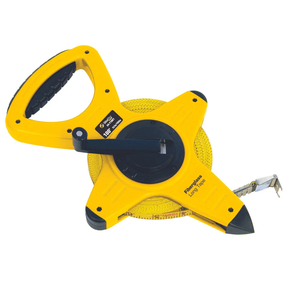 DW SitePro Fiberglass Long Measuring Tape: 100 ft. / 10ths Graduation Black and