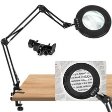 HITTI Ultra Long 12X  30X Magnifying Glass with Light and Clamp, 5 Color Mod...