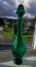 Art Glass Decanter Peacock Glass With Cork Stopper 19"