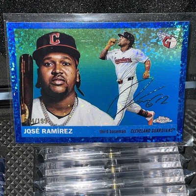 2025 Topps Chrome Platinum #75 José Ramírez Blue Mini-Diamond Refractors #/199