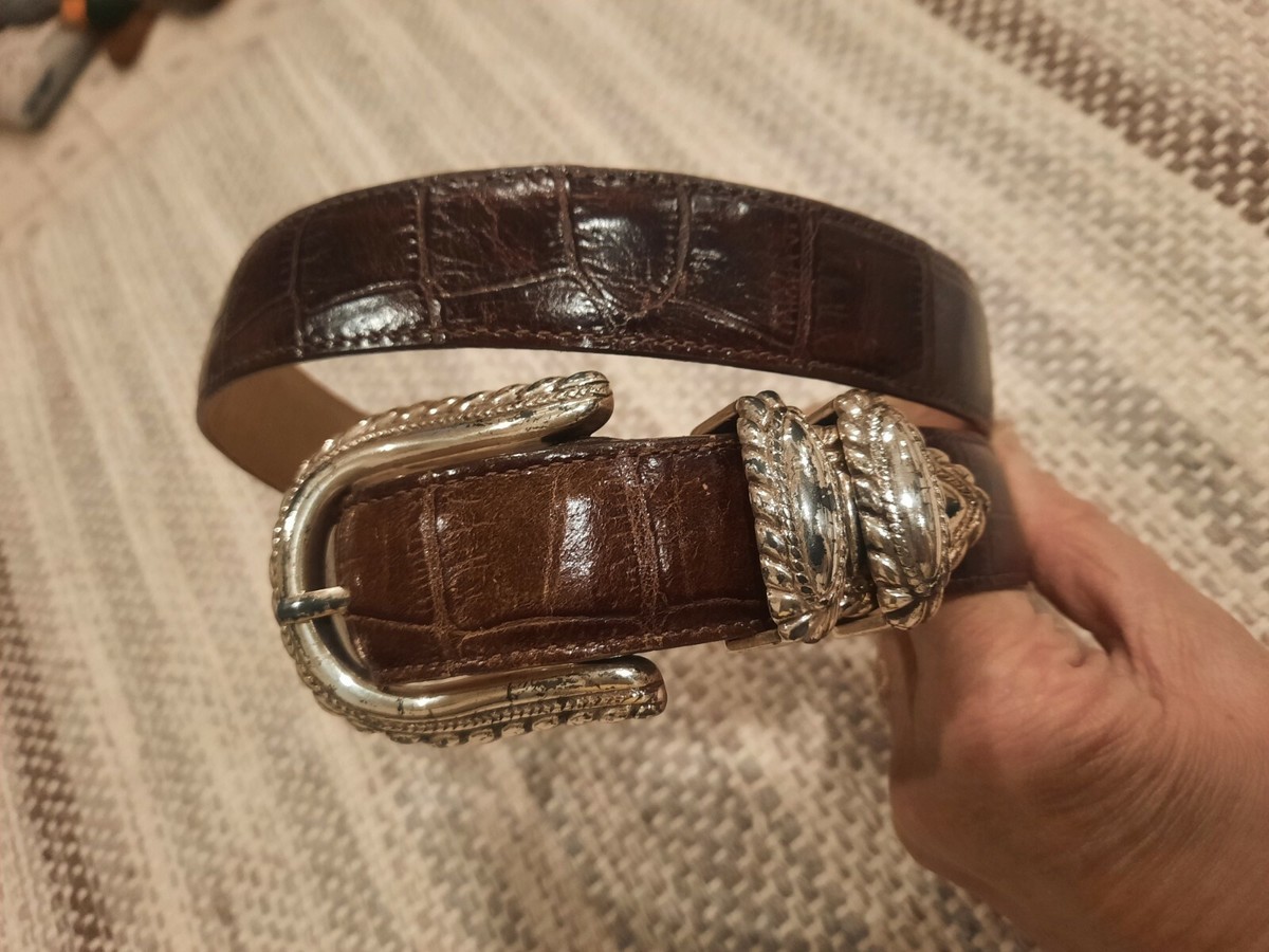 Brighton Brown Leather Belt Silver Buckle 30-34 display picture 2