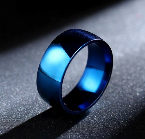RING STAINLESS STEEL BLUE COLOR, sizes 7 8 9,10 11 8mm Width