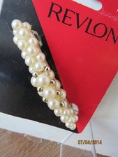 Vintage 1996 Revlon by Goody Hair Clip Faux Pearls 3.5"