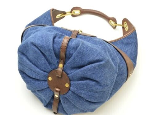 Jimmy Choo Denim und Leder Gürtel Schulter One Schultertasche, blau und dunkelbraun - Bild 2 von 7